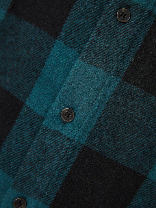 Long-sleeved Flannel Shirt Checked Green