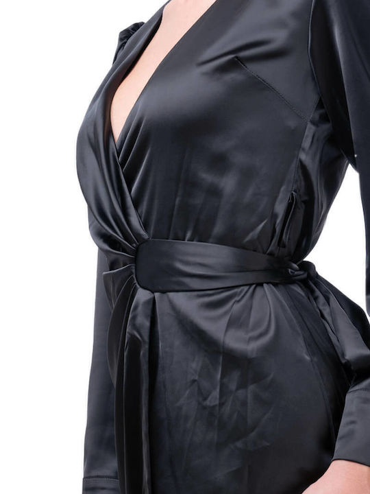 Phoebe Midi Dress for Wedding Christening Satin Black