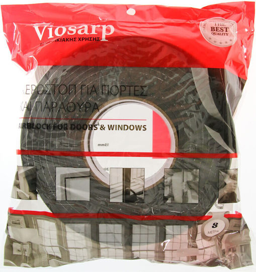 Viosarp Foam Self-Adhesive Tape Draft Stopper Window / Door in Black Color 8mx1.5cm