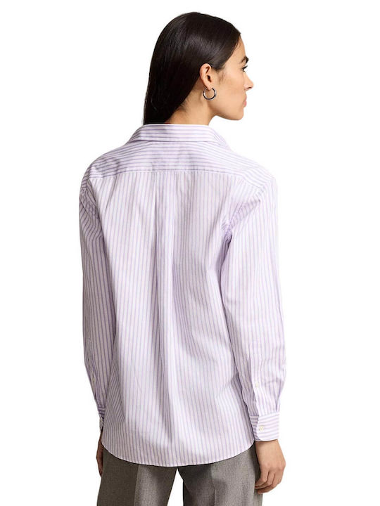 Ralph Lauren Women's Striped Long Sleeve Shirt Purple