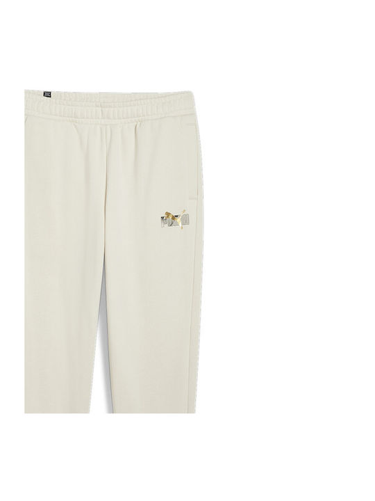 Puma Ess+ Logo Sweatpants Beige