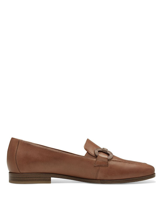 Tamaris Leather Women's Moccasins in Tabac Brown Color