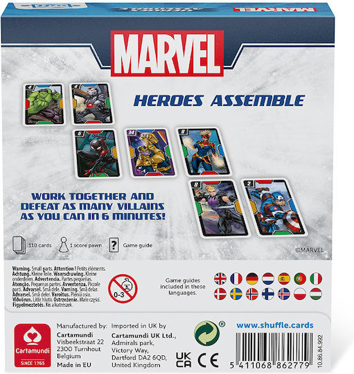 Board Game Shuffle Fun - Marvel Heroes Assemble for 2-4 Players 8+ Years Old (EN) Cartamundi