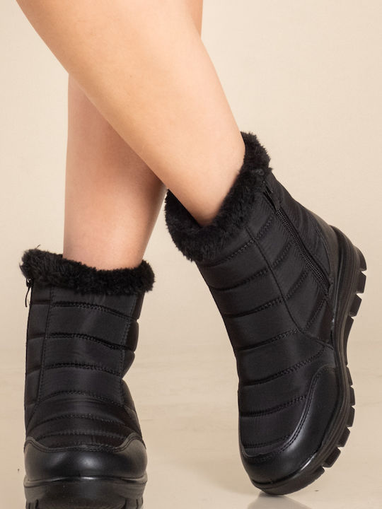 Snow Boots with Fur Black