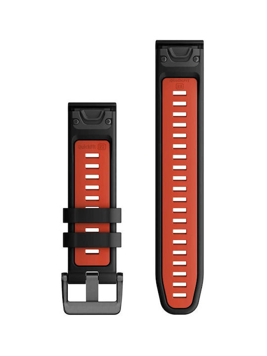 Garmin Quickfit 22 Strap Silicone Black/Flame Red (Fenix 5 / 5 Plus / 6 / 6 Pro / 7 / 7 Pro / 8 (47mm))
