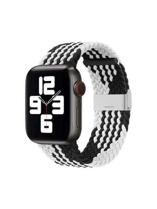 Hurtel Fabric Λουράκι Υφασμάτινο Braided Black White (Apple Watch 38/40/41mm)