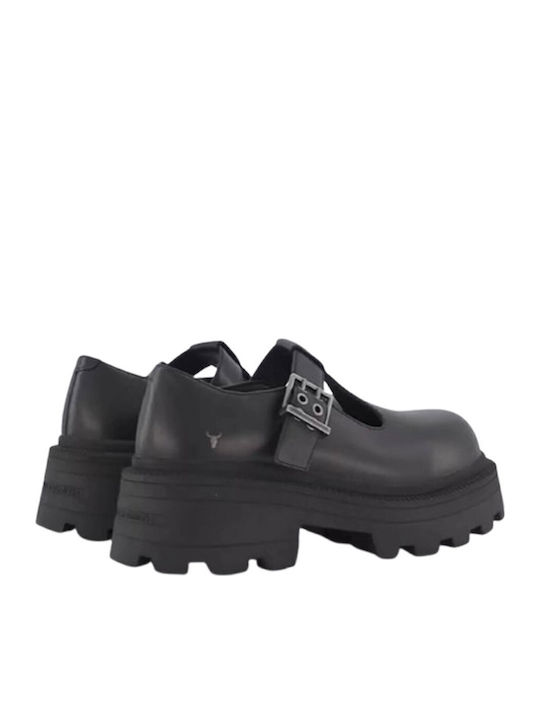 Leather Ballerinas Tokyo With strap Black