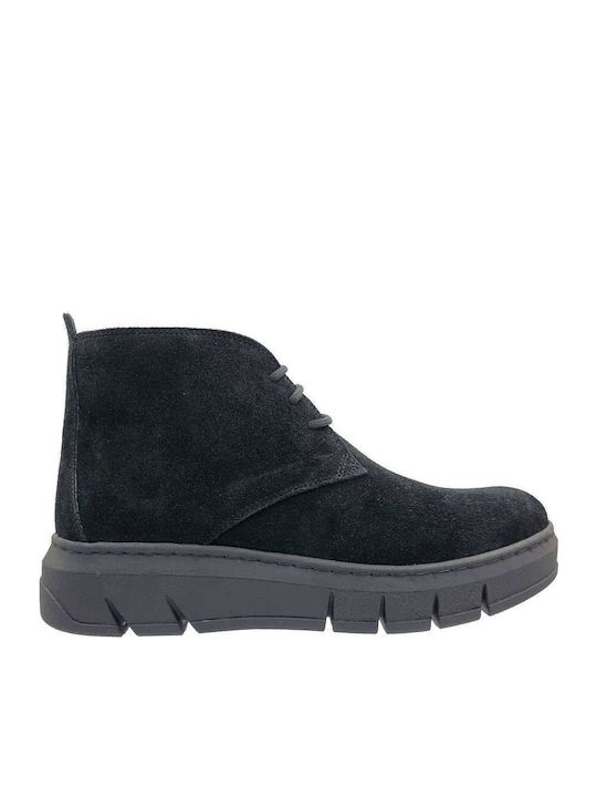 Suede Γυναικεία Μποτάκια Μαύρα