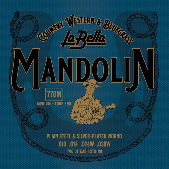 La Bella Set of Silver Plated Strings for Mandolin Mandolin Medium .010, .014, .024w, .038w"