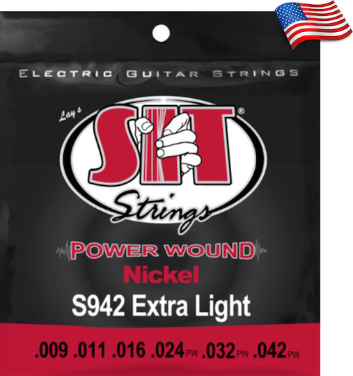 Sit Power Wound Nickel Σετ Χορδών Nickel Plated Steel Ηλεκτρικής Κιθάρας 9 - 42" Extra Light