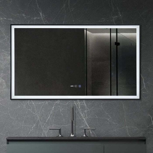 Sparke Miroa Oglindă de Baie Dreptunghiulară Lumini LED Atingere 90x55cm Negru
