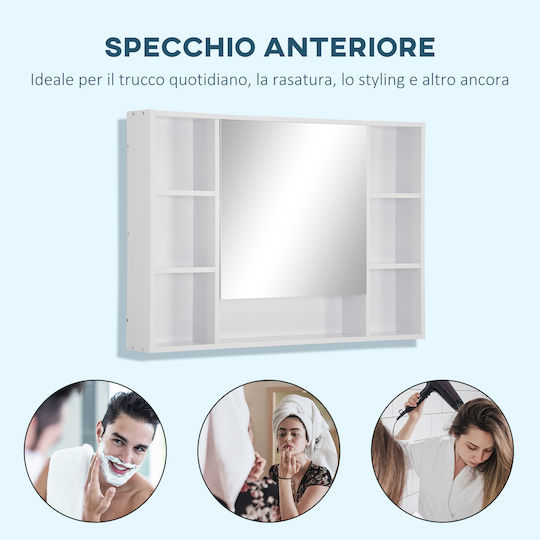 Kleankin Rectangular Bathroom Mirror made of MDF with Shelf 100x15cm White