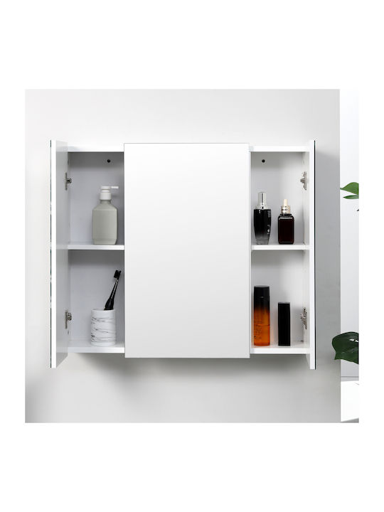Kleankin Rectangular Bathroom Mirror with Shelf & Cabinet 70x60cm White