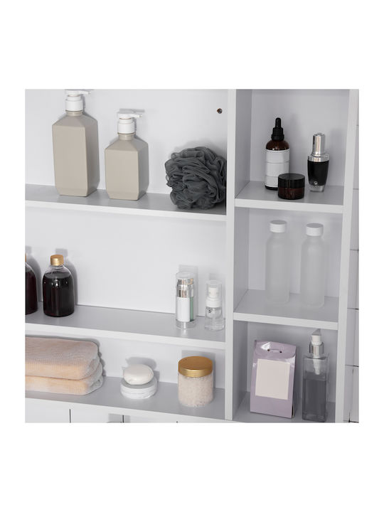 Kleankin Rechteckiger Badezimmerspiegel aus MDF mit Regal 100x15cm Weiß