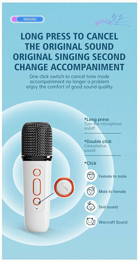 Karaoke Speaker with Wireless Microphone and Lighting Effects Y1 Pink