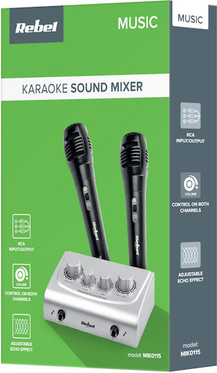 Azusa Ενισχυτής Karaoke με Ενσύρματα Μικρόφωνα MIK0115 Ασημί