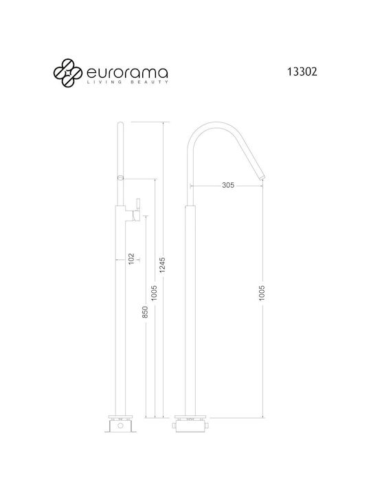 Eurorama 13302 Αναμεικτική Μπαταρία Νιπτήρα Black Brushed