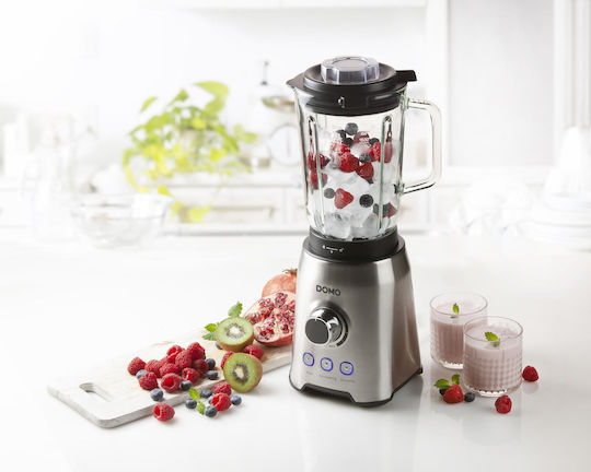 Domo Μπλέντερ με Πλαστική Κανάτα 1.5 lt 1000W Ασημί DO710BL