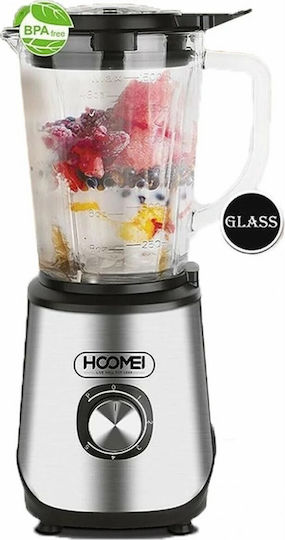 Hoomei Μπλέντερ με Πλαστική Κανάτα 1.7 lt 600W Ασημί HM-6745F