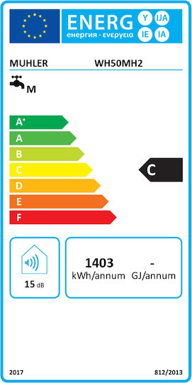 Muhler Θερμοσίφωνας 50lt Glass Οριζόντιος 2kW