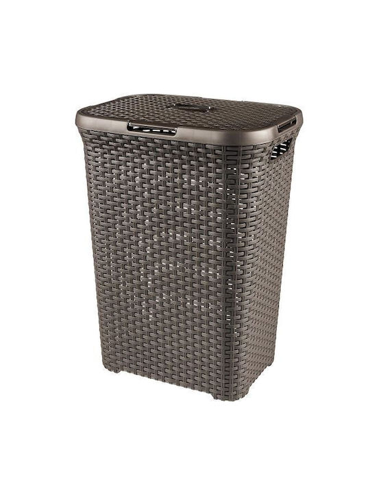 Curver Style Καλάθι Απλύτων Ψάθινο 60lt με Καπάκι 44.8x34.1x61.5cm Καφέ