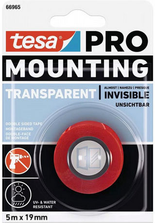 Tesa Pro Mounting Self-Adhesive Double-Sided Tape Transparent 19mmx1.5m 1pcs