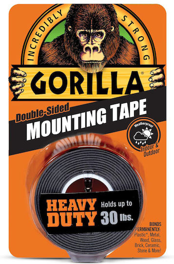 Gorilla Self-Adhesive Double-Sided Tape Black 25.4mmx1.52m 1pcs