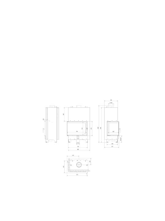 Kratki MBA PW 17 L BS W Kaminofen Holz Heizkörper 17kW Linke Ecke mit einer zu öffnenden Tür Geschlossenes Ausdehnungsgefäß