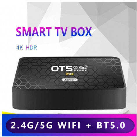 Andowl ТВ кутия QT5 4K Pro Q-T5 4K UHD с WiFi USB 2.0 2GB RAM и 16GB Памет за съхранение с Операционна система Android 10.0