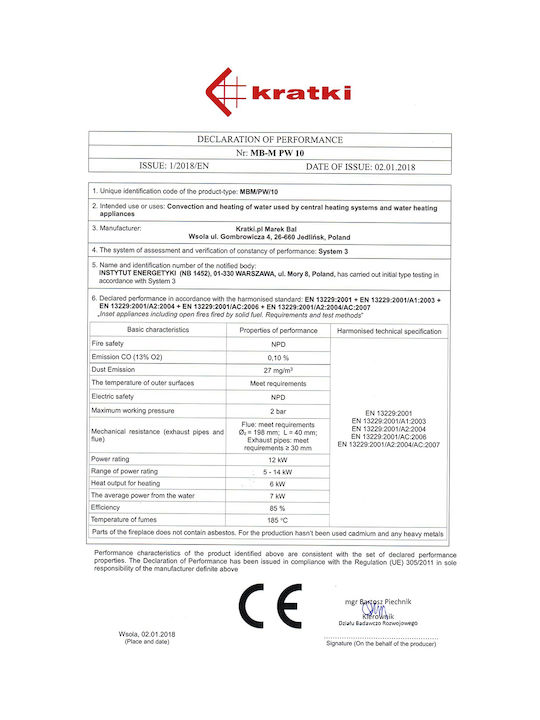 Kratki MBM PW 10 P BS W Wood Fireplace Insert Radiator with Right Corner Window 12kW Closed Expansion Tank