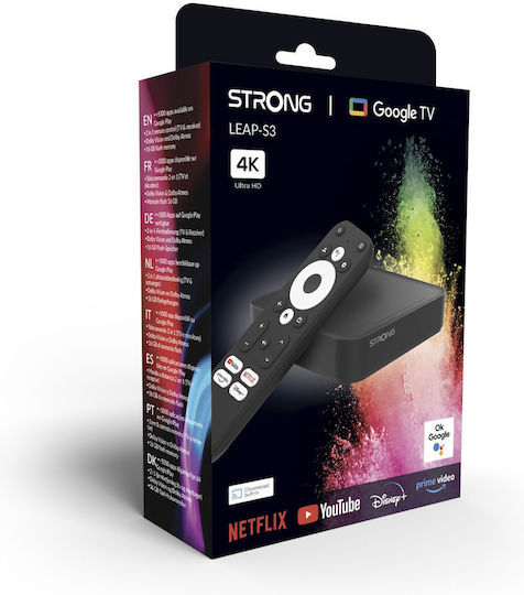 Strong TV-Box LEAP-S3 4K UHD mit WiFi 2GB RAM und 16GB Speicherplatz mit Betriebssystem Android 11.0 und Google Assistant