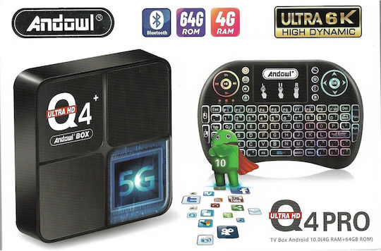Andowl TV Box Q 4 PRO Mini 6K UHD με WiFi USB 2.0 4GB RAM και 64GB Αποθηκευτικό Χώρο με Λειτουργικό Android 10.0