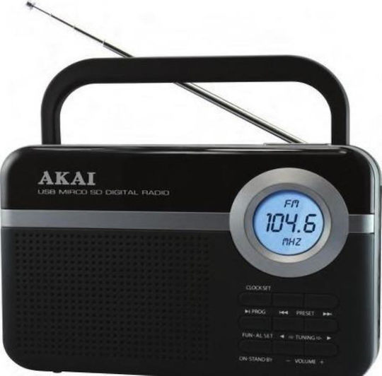 Akai Proffesional PR006A-471U Retro Φορητό Ραδιόφωνο Ρεύματος / Μπαταρίας με USB Μαύρο