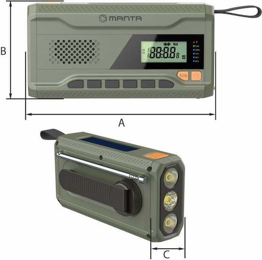 Manta RDI401G Solar cu USB Verde