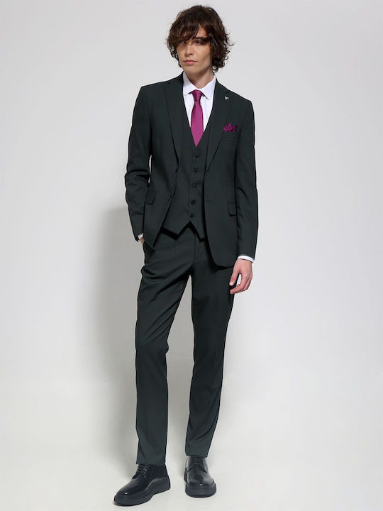 Men's Suit with Vest Green