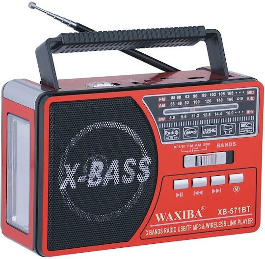Waxiba XB-571 Φορητό Ραδιόφωνο Επαναφορτιζόμενο με USB Κόκκινο