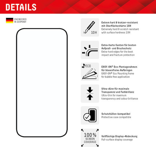 Displex Real Glass 0.33mm Full Face Tempered Glass Black (iPhone 15)