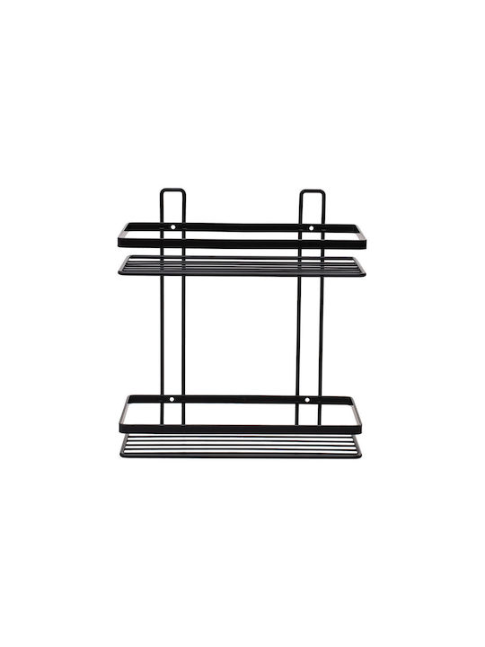 Estia Elegant Wall Mounted Bathroom Shelf Metallic with 2 Shelves 27x25x12.5cm Black