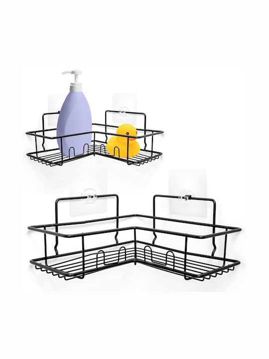 Vilde Corner Wall Mounted Bathroom Shelf Metallic 23x23x10cm Black