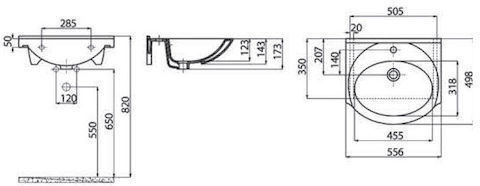 Creavit Smile Ένθετος Νιπτήρας Πορσελάνης 55.3x49.7x17.7cm Λευκός