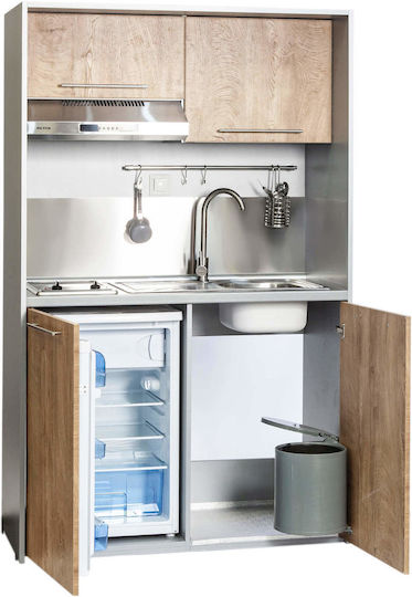 Silver KS125 KS125-Piuliță Bucătărie Mică cu Chiuvetă Stângă 125x65x209cm Piuliță