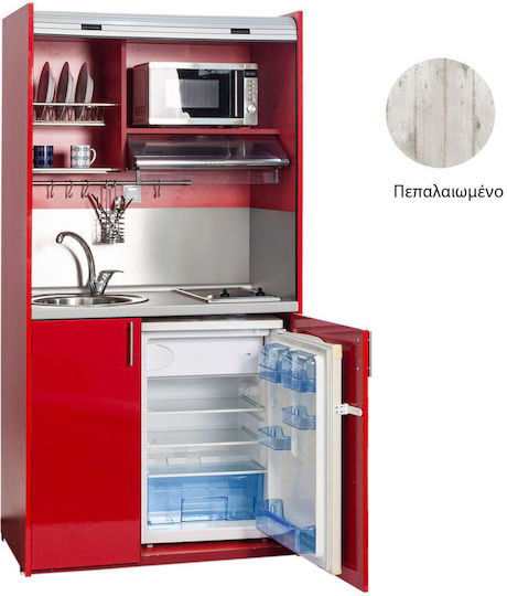 Silver ΚΣ105 Πολυκουζινάκι με Αριστερή Γούρνα 105x65x209cm Μπεζ Πεπαλαιωμένο