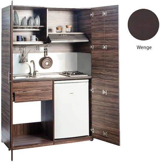 Silver ΚΣ125 Πολυκουζινάκι με Αριστερή Γούρνα 125x65x209cm Wenge με Πόρτες