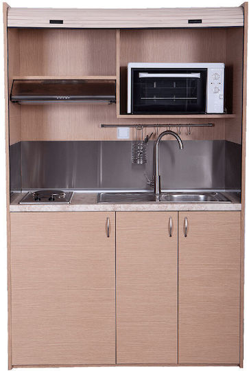 Silver ΚΣ140 Πολυκουζινάκι με Δεξιά Γούρνα 140x65x204cm Γκρι Αλουμίνιο