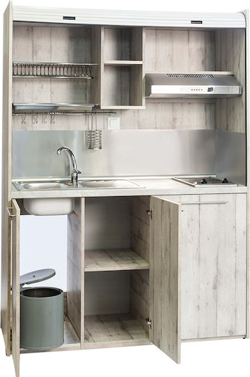 Silver KΣ160 KΣ160-Kokkino Kitchenette with Left Sink Bowl 160x65x209cm Red