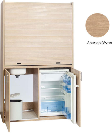 Silver Silver Horizontal Kitchenette with Left Sink Bowl 125x65x209cm Oak