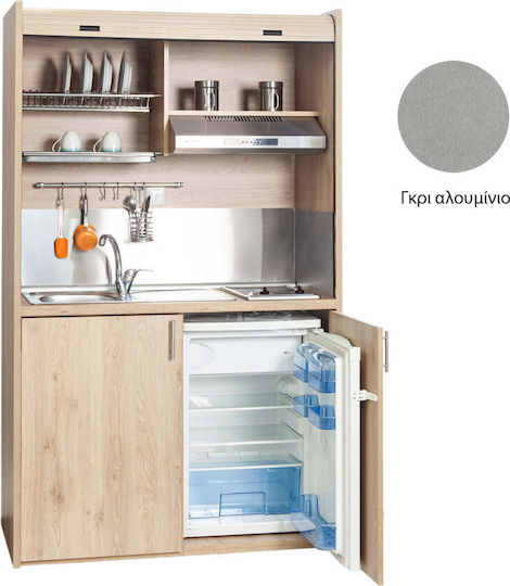 Silver ΚΣ125 Πολυκουζινάκι με Αριστερή Γούρνα 125x65x209cm Γκρι