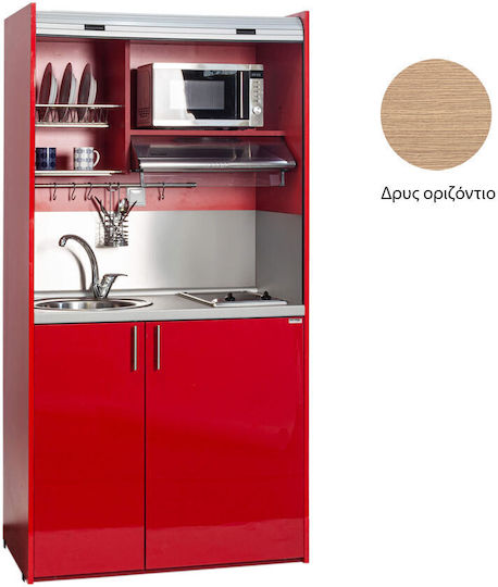 Silver Silver Kitchenette with Left Sink Bowl 105x65x209cm Oak