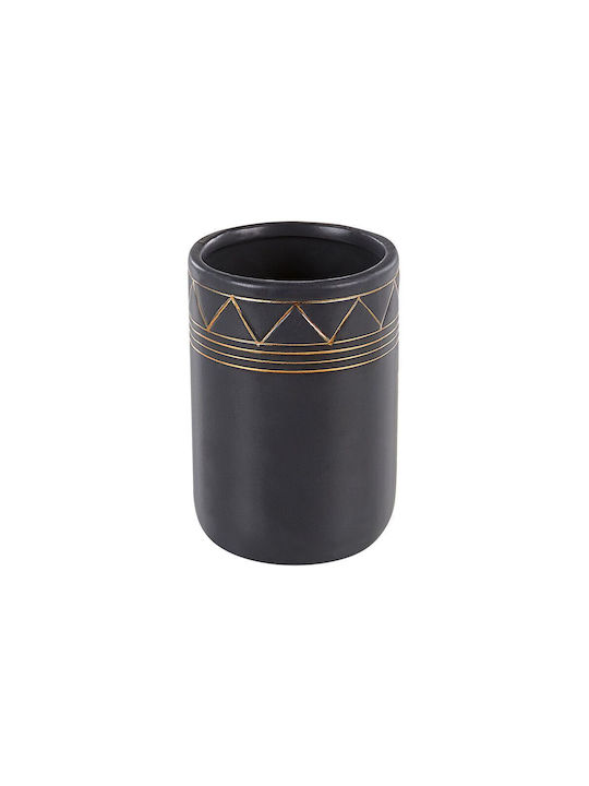 Beliani Ceramic Bathroom Accessory Set Black 5pcs