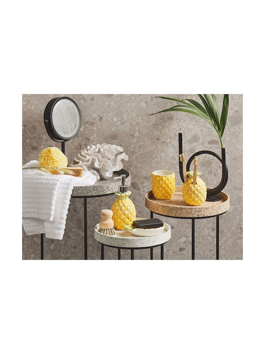 Beliani Badezimmer-Accessoire-Set Keramik Gelb 4Stück